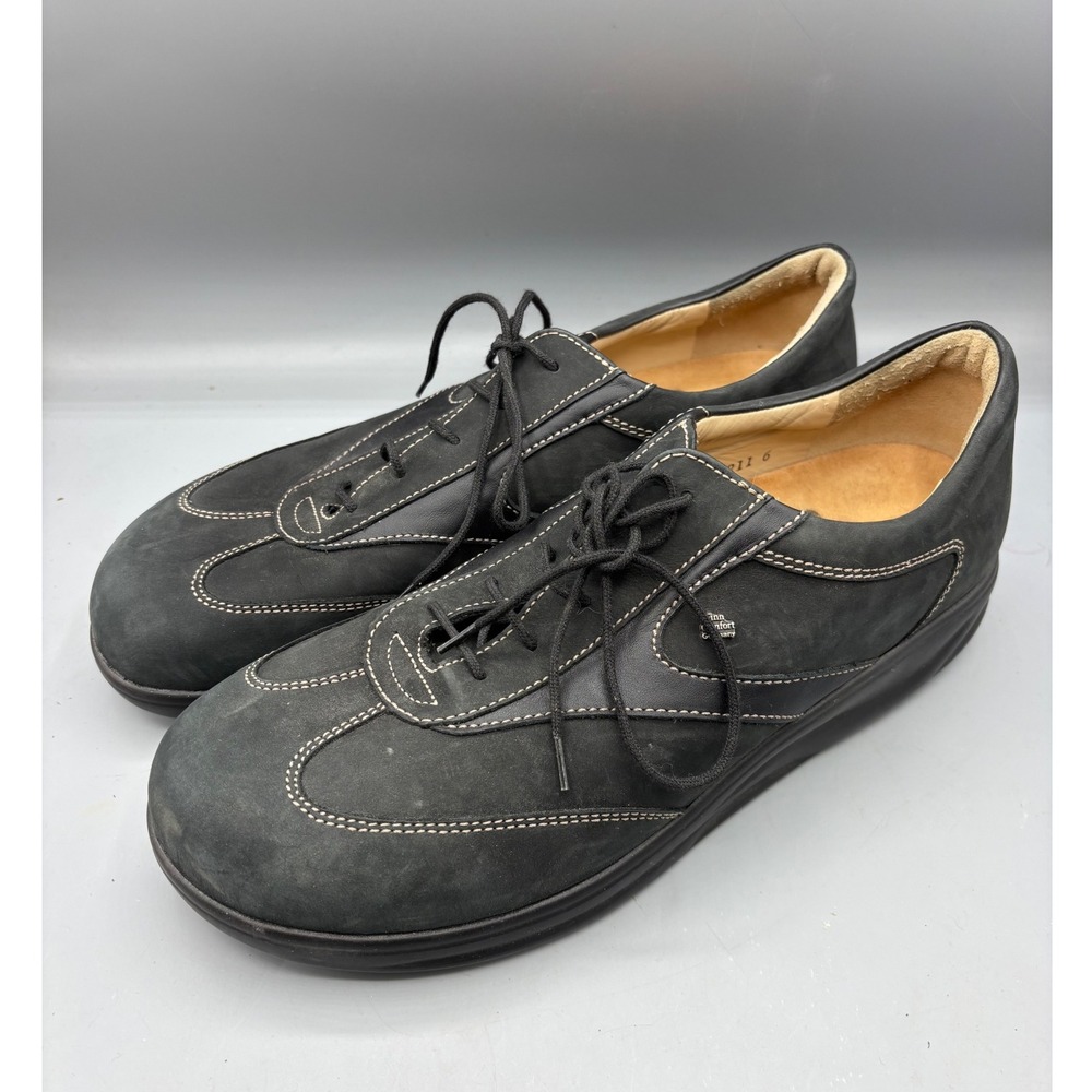 Finn Comfort Shoes Womens 8 Made in Germany Black Leather Comfort Oxford Walking